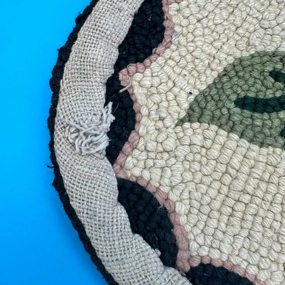 Antique Cape Guild Handmade Cotton Hook Chair Rug Pad Seat Cover Japan Wool - Picture 4 of 6